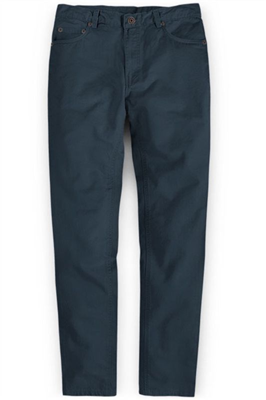 Design Dark Blue Zip Fly Casual Pants Men Designer Trousers