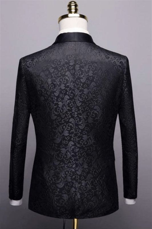 Tailored Fit Shawl Lapel Single Breasted One-Button Jacquard 2 Piece Men's Party Suits
