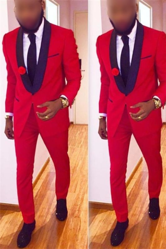 2 red one button men suits |  coat pants design cape collar prom tuxedo