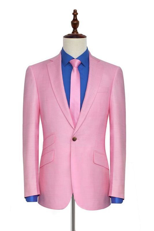 Candy Pink Three Slant Pocket Men Suit |  Office Fashion Business Suit