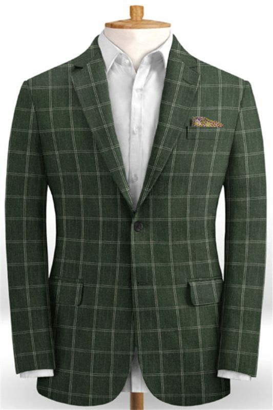 Luxury Green Two Piece Men Suit |  Men Linen Prom Evening Suit