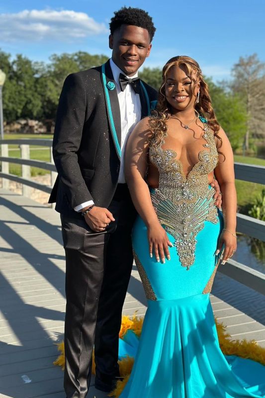 Cornelius Generous Black Sequins Shawl Lapel Two Piece Prom Suits