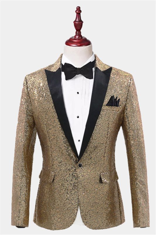 Sparkling Gold Sequin Tuxedo Blazer |  Men Fit For Prom