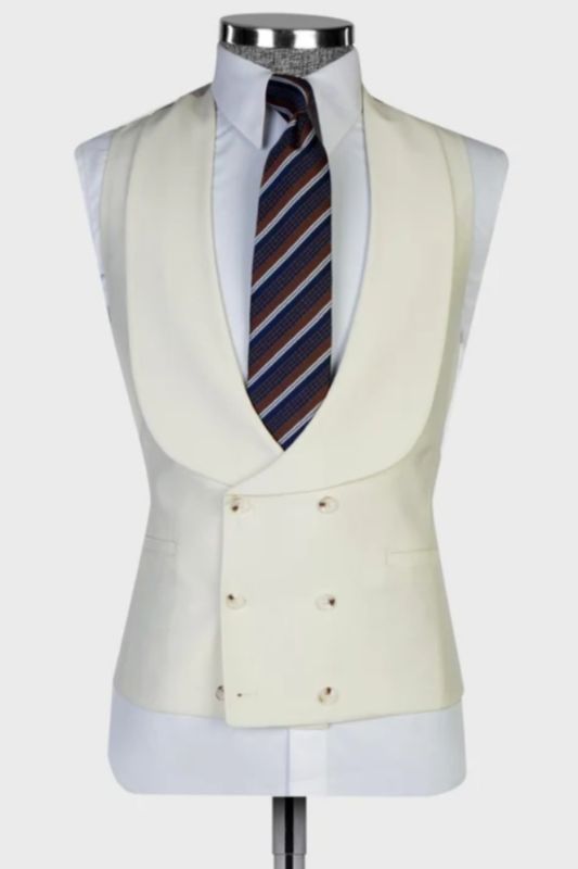 Bespoke Off-White Shawl Lapel Double Breasted Vest