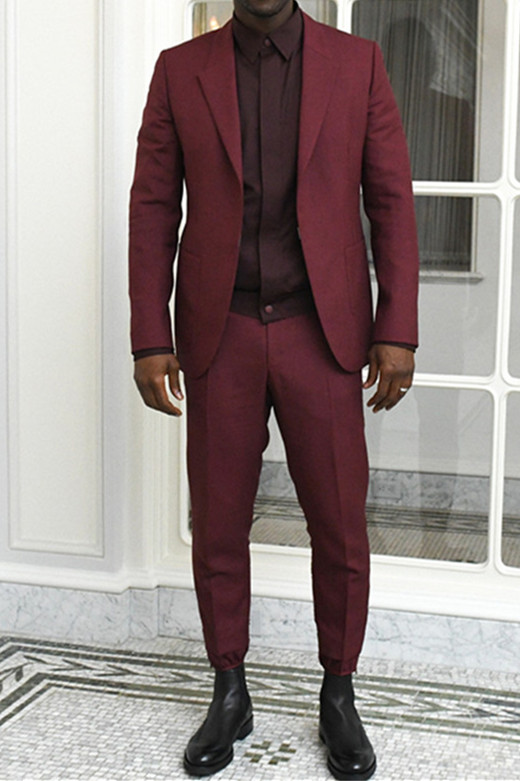 Burgundy Point Lapel Men Suit |  Two-Piece Slim Prom Suit Online