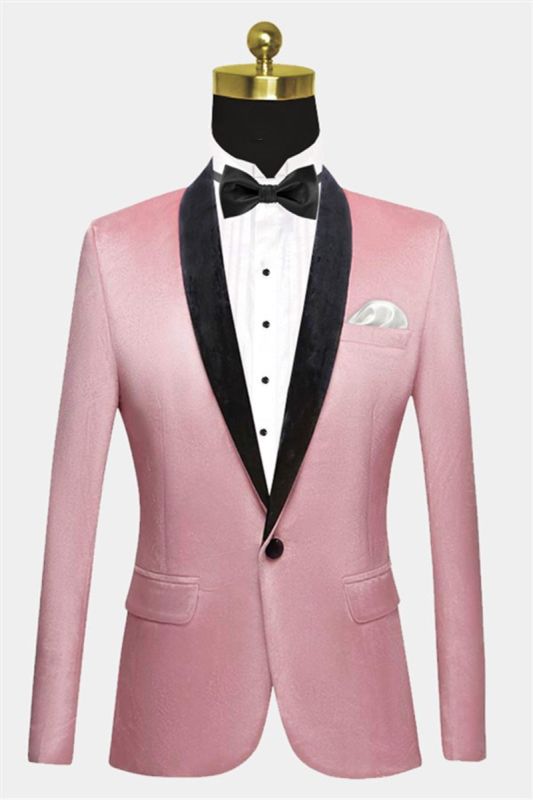 Men Light Pink Velvet Prom Suit |  Modern Men Slim Fit Blazer