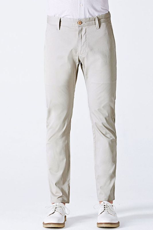 Simple Cotton Off-White Mens Everyday Casual Pants