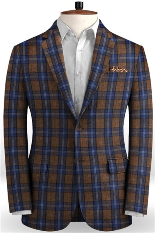 Brown Linen Notched Lapel Tuxedo |  Handsome Two Piece Mens Suit