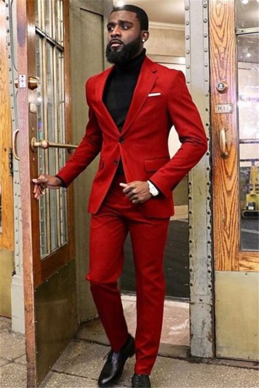 New Red Two-Piece Slim Prom Men Suit