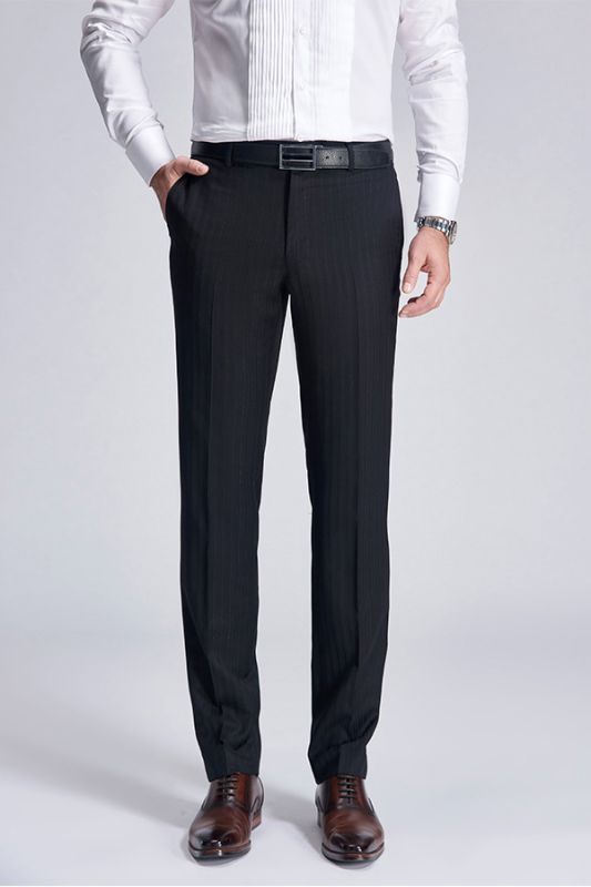 Groom Classic Light Stripe Wedding Pants |  Trey Suit Black Suit Pants