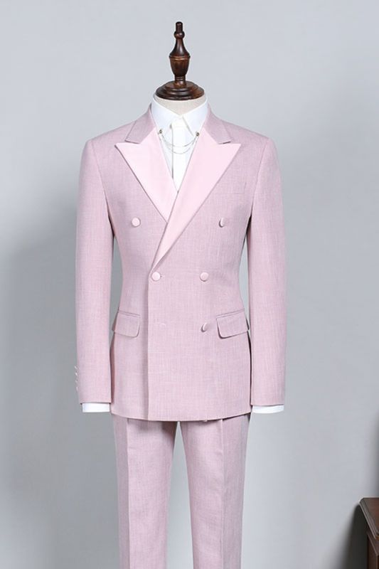Ian's New Pink Point Lapel Double Breasted Custom Prom Suit