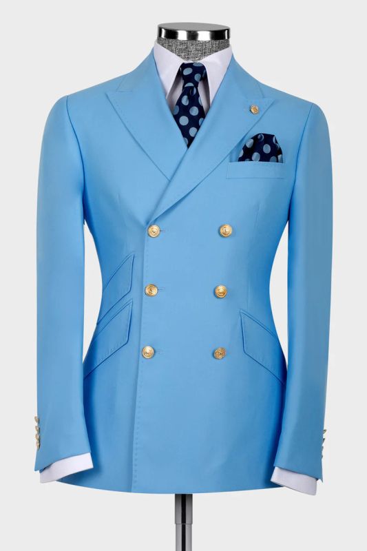 Chic Blue Double Breasted Mens suits | Mens Two Piece Suit