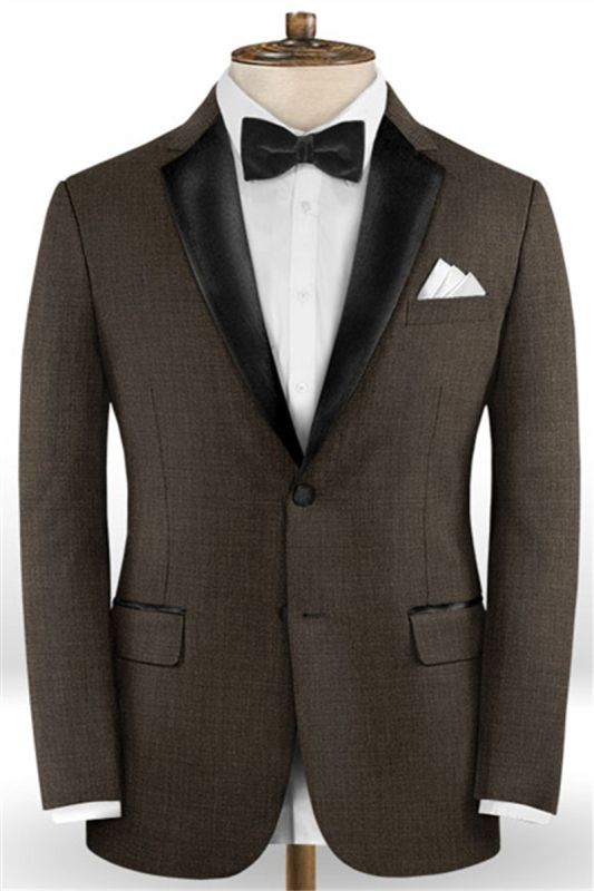 Chocolate Business Formal Mens Suit |  Black Lapel Tuxedo Online