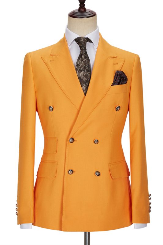 Benjamin New Orange Double Breasted Point Lapel Mens Suit
