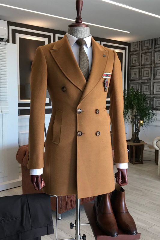 Henry's Popular Humped Lapel Double-breasted Business Wool Coat