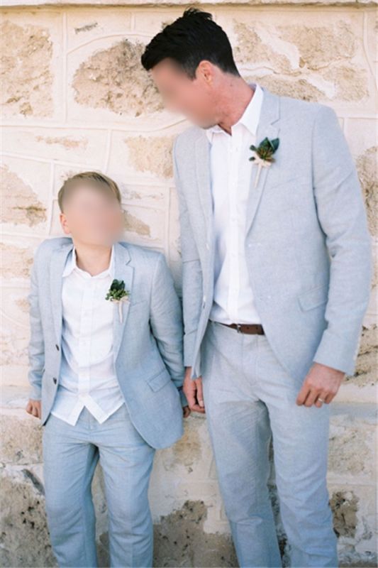 Summer Formal 2 Piece Linen Mens Suit | Cutsom Blue Slim Fit Groom Wedding Tuxedo