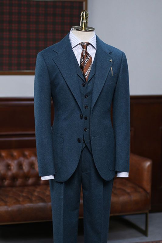 Algernon Modern Navy Notched Lapel Slim Fit Tailored Business Suit