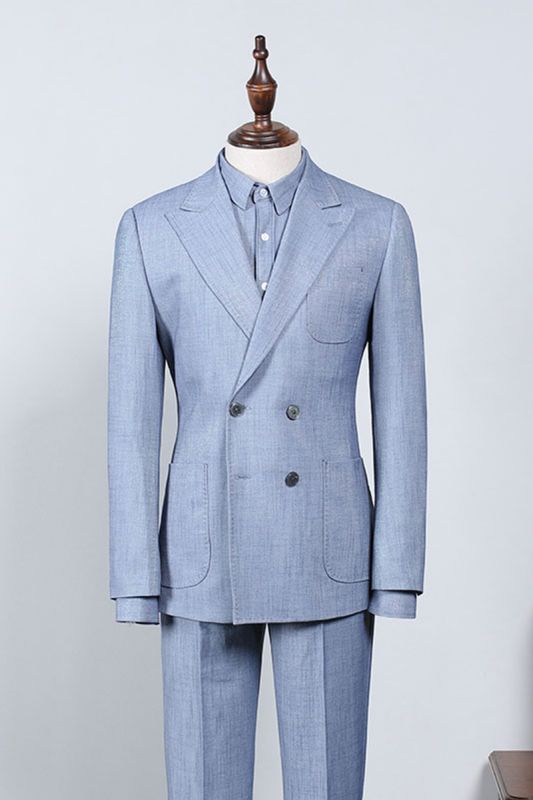 Baron's  sky blue plaid lapel tailored suit