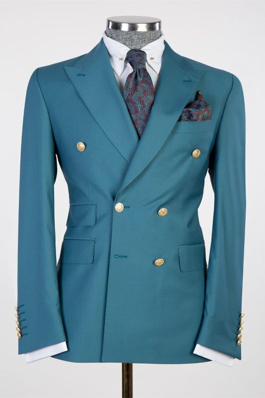 Stylish Blue Point Collar Two-Piece Men's Suit