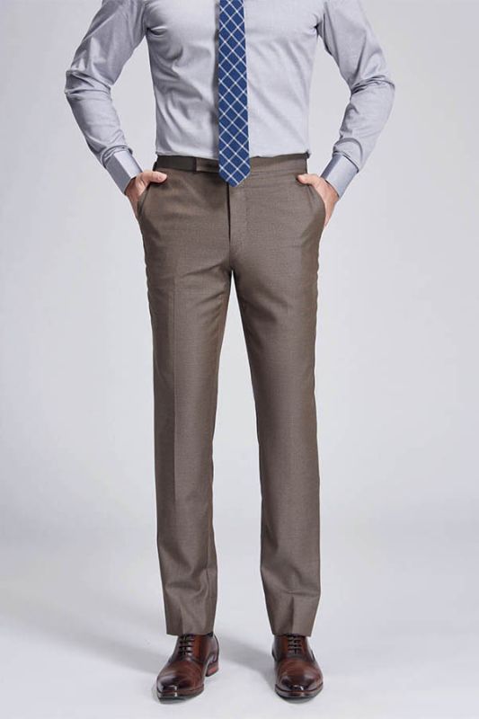 Jalen Formal Straight Fit Solid Brown Casual Mens Pants
