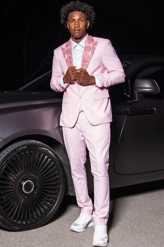 Pink Peaked Lapel Prom Suit - Vic New Arrival | Slim Fit Men's Formal Wear
