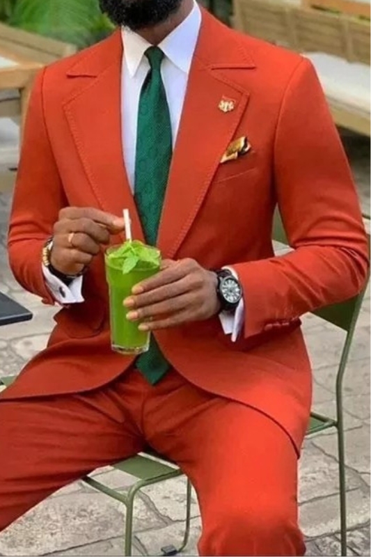 Kameron New Orange Notched Lapel Best Fit Prom Mens Suit