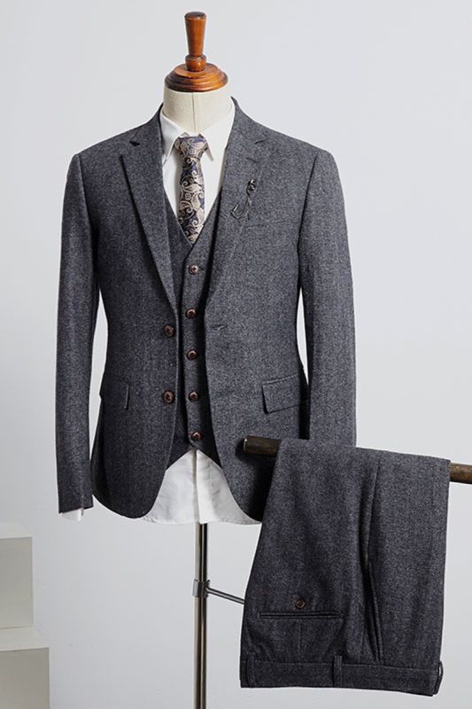 Chester Dark Grey Notched Lapel 2 Button Slim Fit Suit