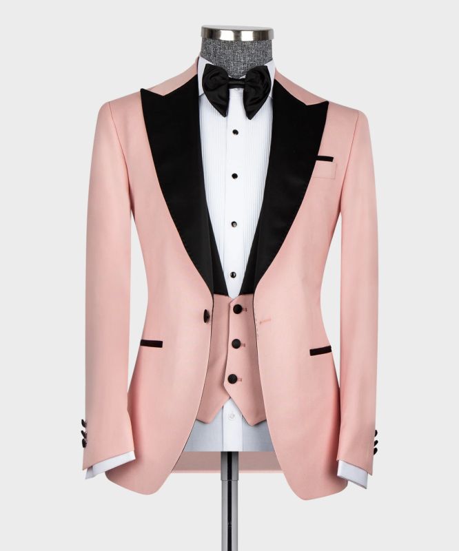 Modern Pink Lapel Collar Men Prom Suit | Men Pink One Button Wedding ...