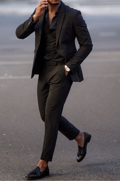 Slim Fit Business Suit For Man ¡§C Black Shawl Lapel On Sale main image 1
