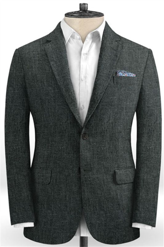 Dark Grey Two Piece Men Suit | Formal Business Linen Tuxedo Online
