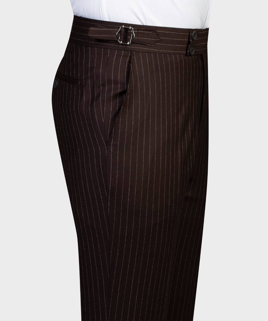 Chocolate Stripe Double-Breasted Shawl Lapel Two-Piece Suit