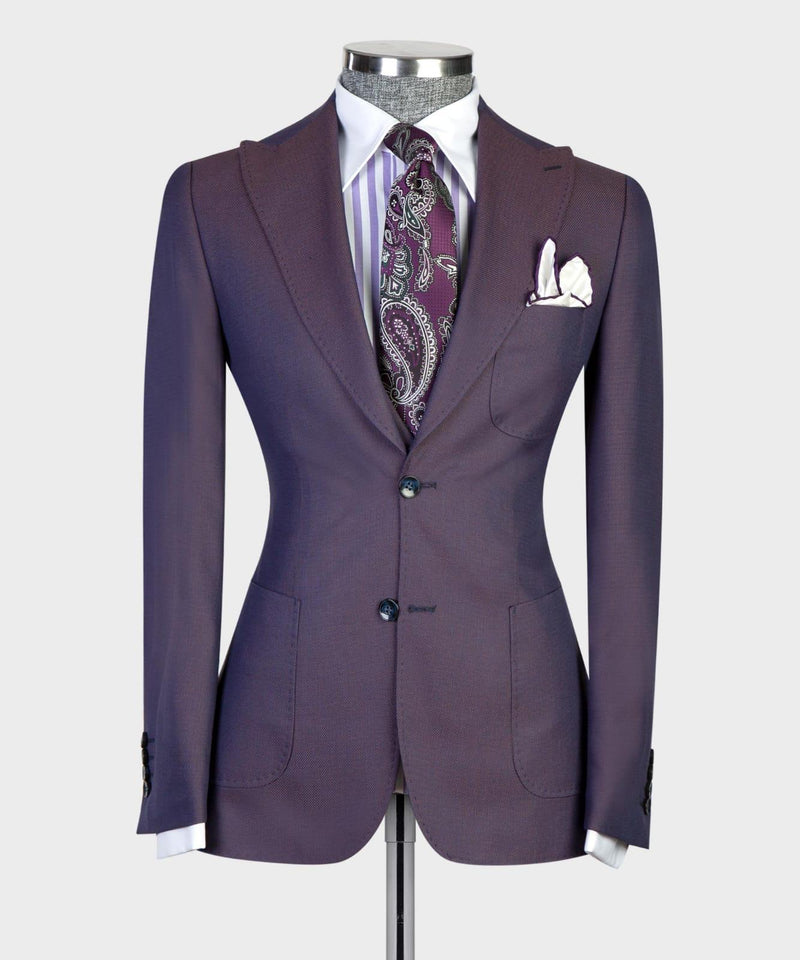 Eamonn Modern Dark Purple Three-Piece Point Lapel Business Suit
