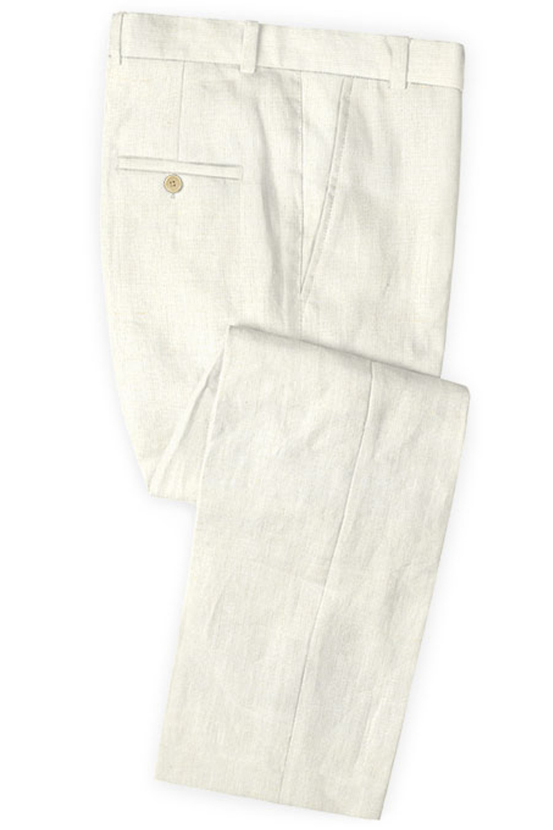 Linen Ivory Beach Wedding Suit Set of 2 Men Suits