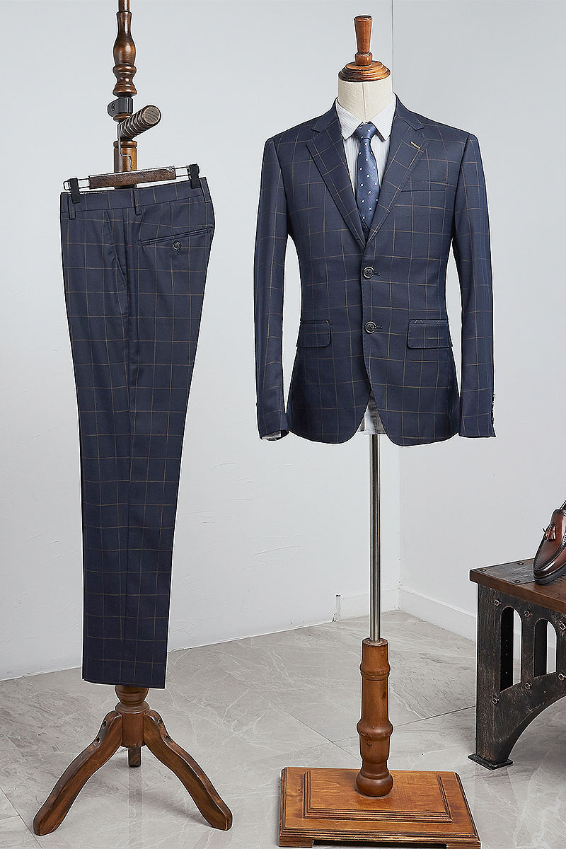 Beau Modern Navy Check Two-Pack Slim Fit Business Suit