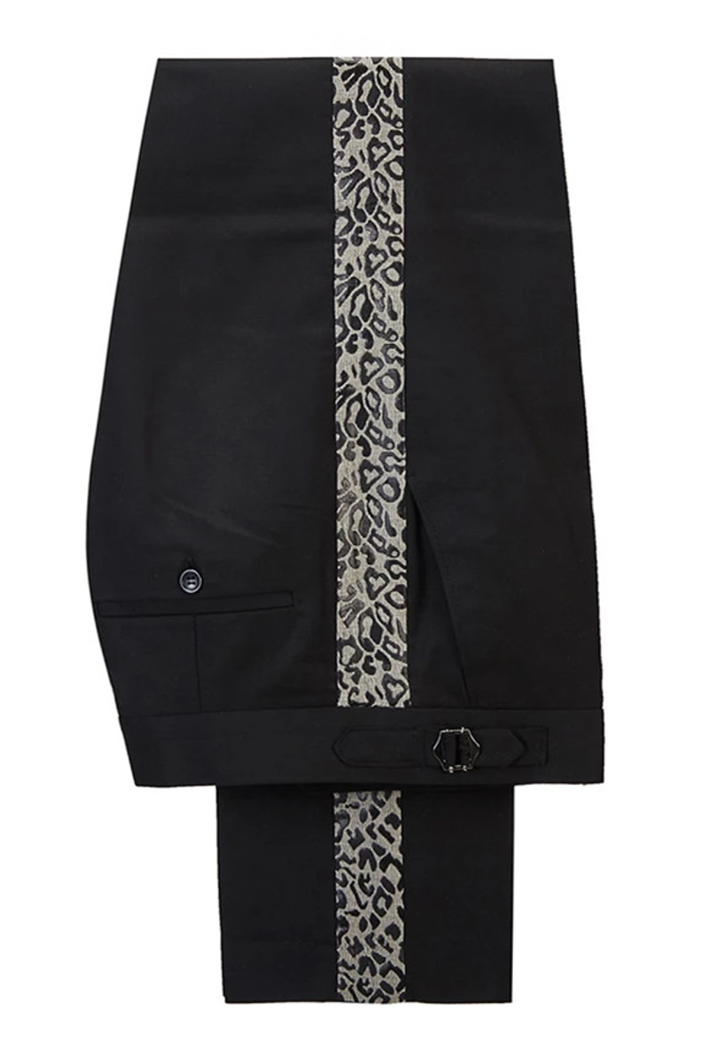 Ryder Cool Leopard Black Double Breasted Men Suit
