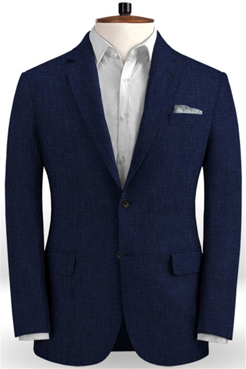 Dark Blue Casual Formal Business Suit Slim Fit Regular Single-Breasted Tuxedo