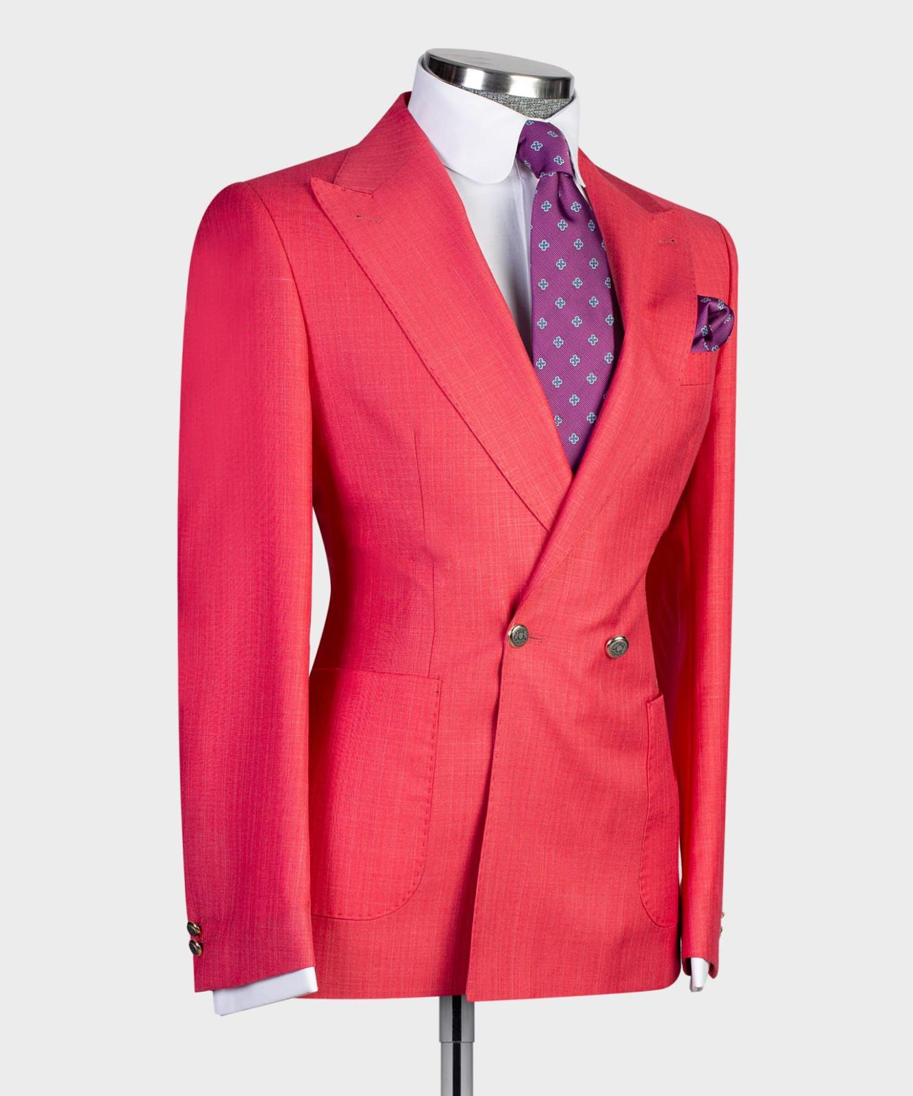 New Red Fashion Double Breasted Pointe Collar Prom Men Suits