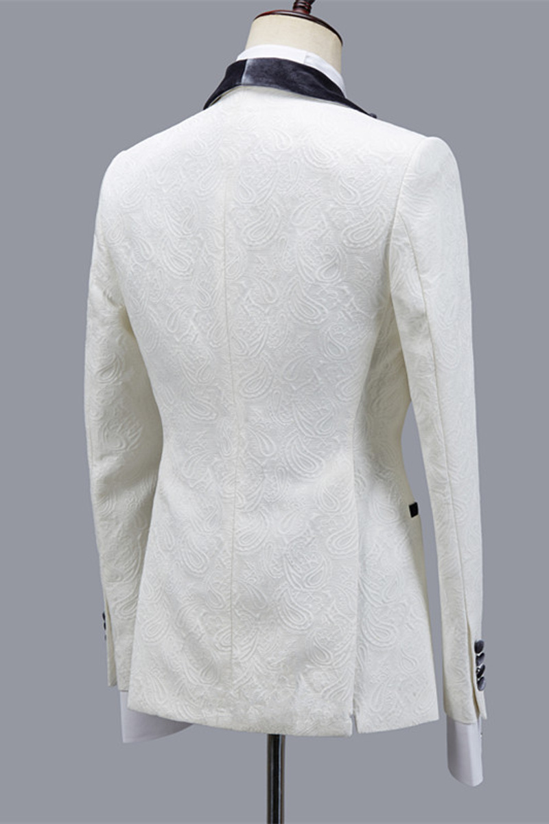 Maverick Fashion Jacquard Slim Shawl Lapel Wedding Suit