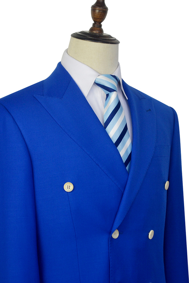 Peak Lapel Royal Blue Double-Breasted Suit Six-Button Casual Suit