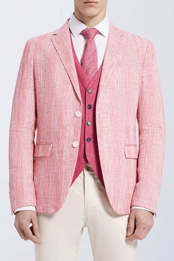 Trendy Pink Casual Linen Blazer For Prom