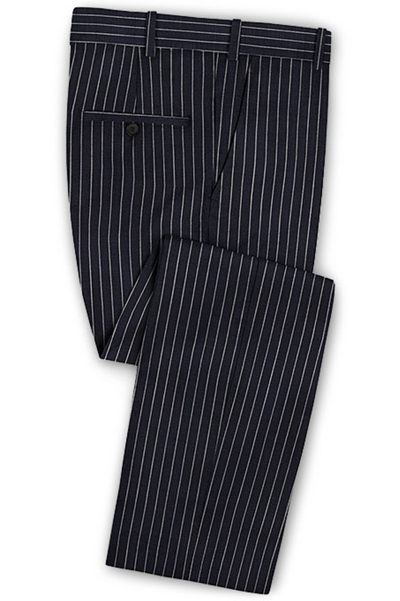 Dark Blue Striped Formal Suit Online Business Slim Tuxedo