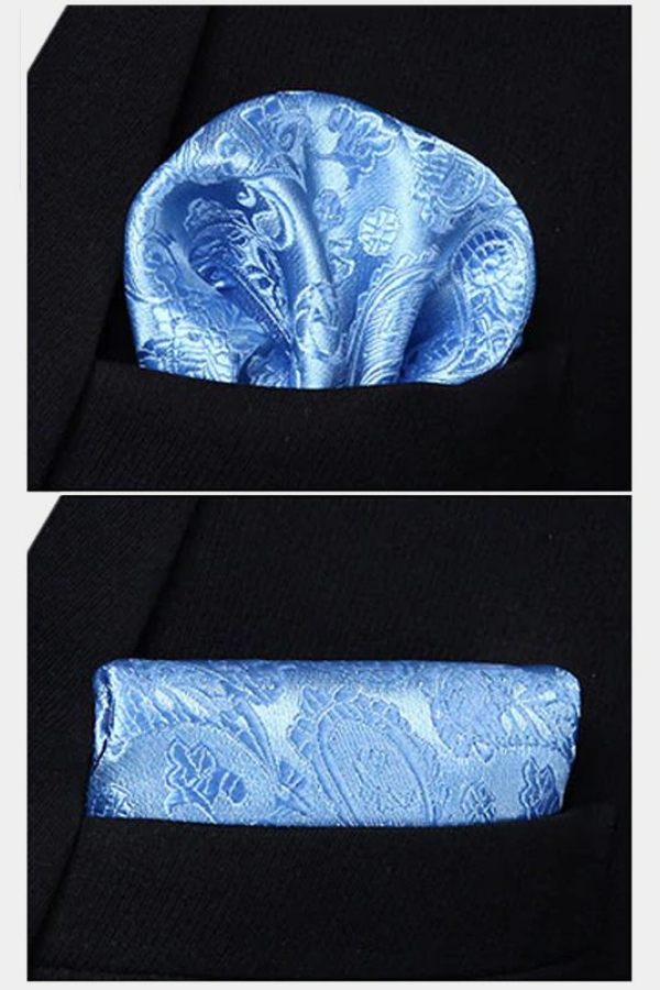Light Blue Party Ball Paisley Men Tank Top Tie Set