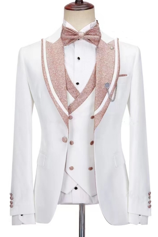 Charming Gentleman White Peak Lapel Three-Piece Prom Suit