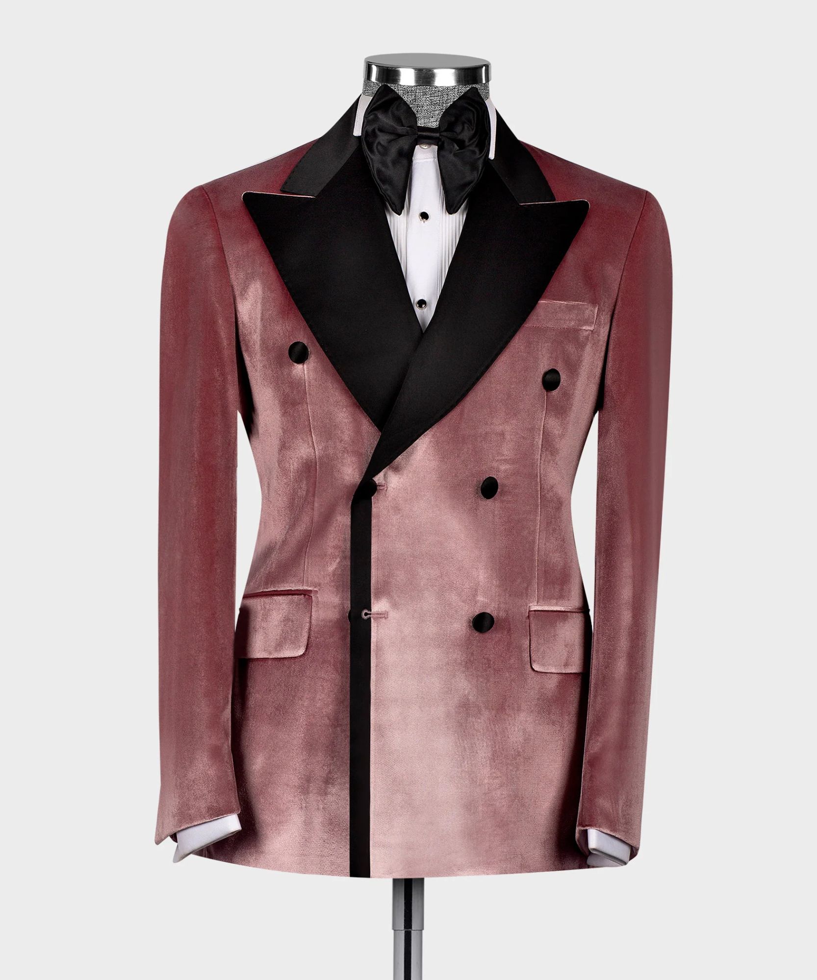 Anner Pink Velvet Lapel Men Two Piece Suits Prom Suits