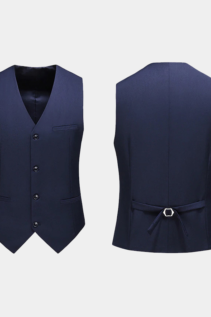 Navy Blue Formal Business Tuxedo Sparkling Notch Lapel Prom Suit
