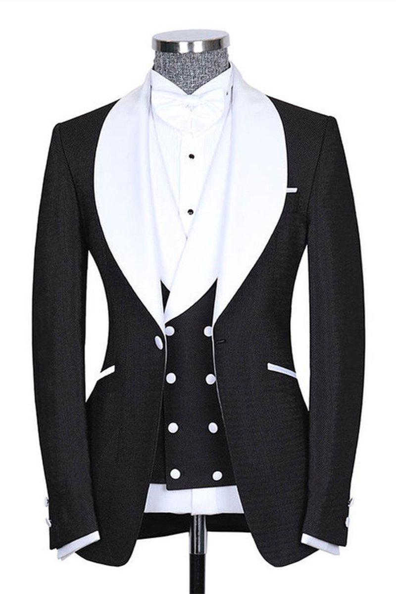 Tommy Black Shawl Lapel Slim Fit Fashion Wedding Men Suit