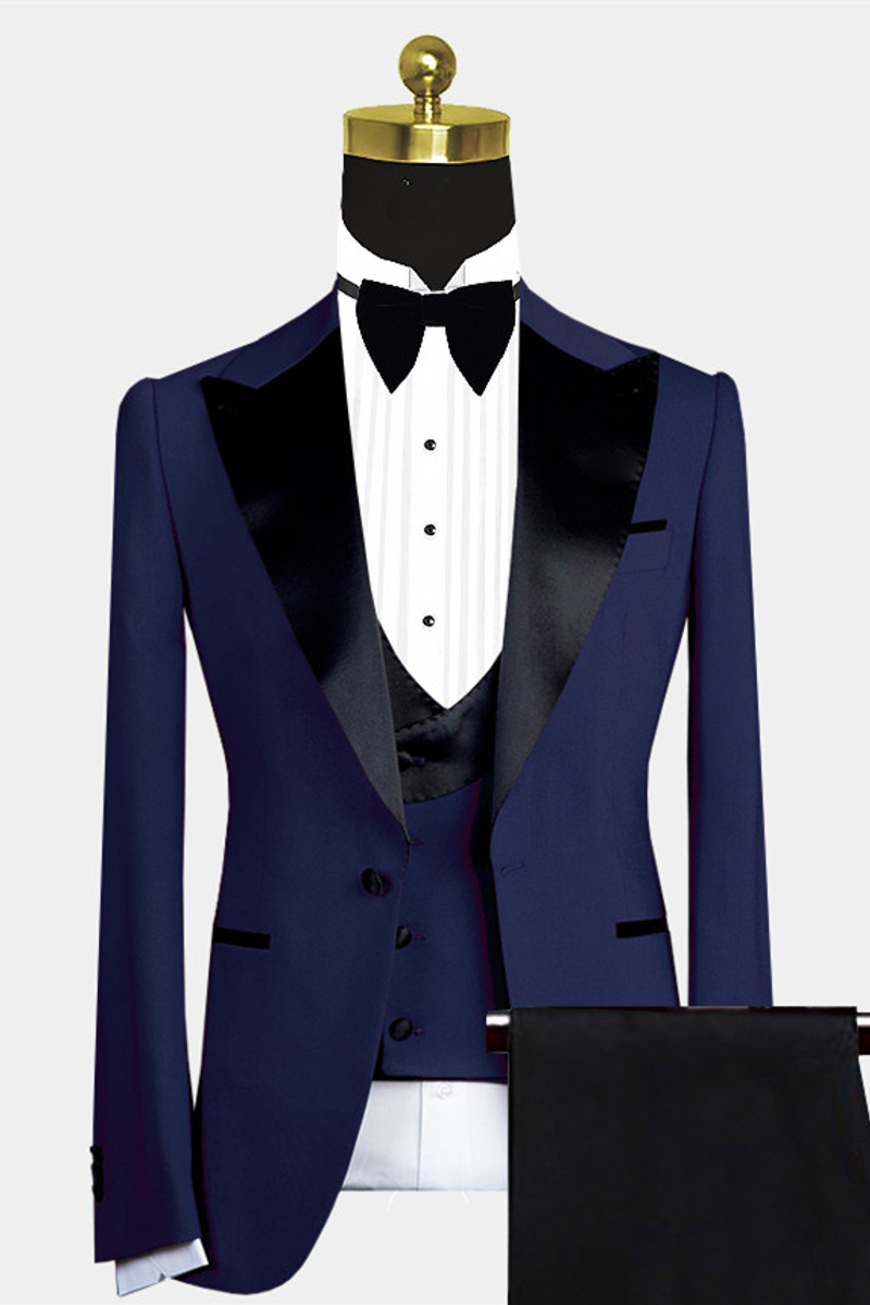 Maurice Cool Peak Lapel Wedding Suit Dark Navy Suit