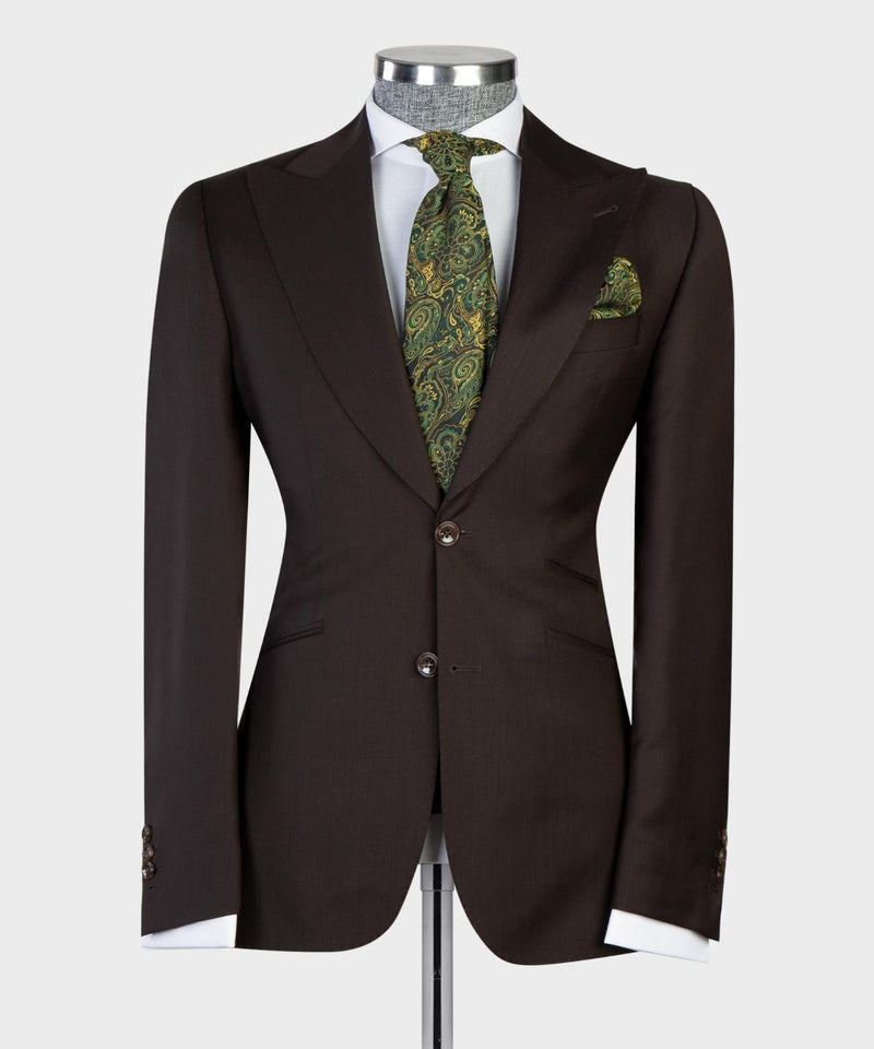 Earl Dark Brown Point Lapel Three-Piece Business Suit
