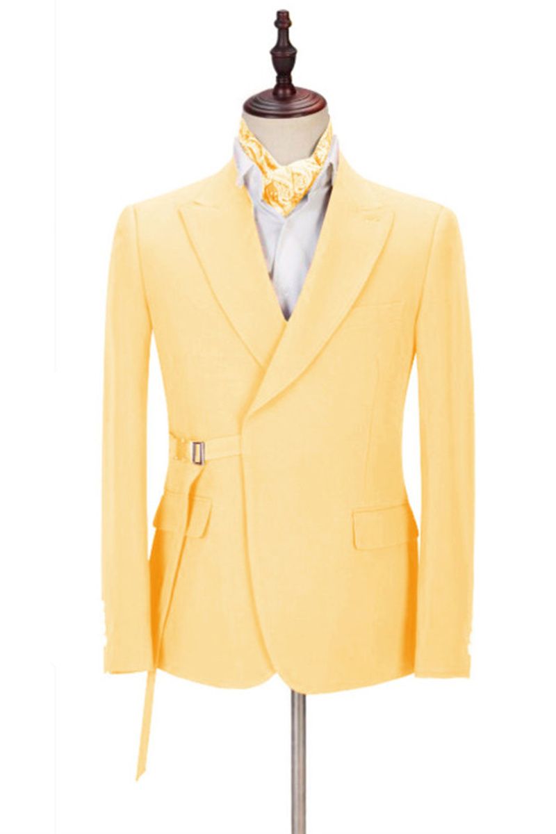 Julian Fashion Yellow Pointed Lapel Slim Fit Prom Men Suit