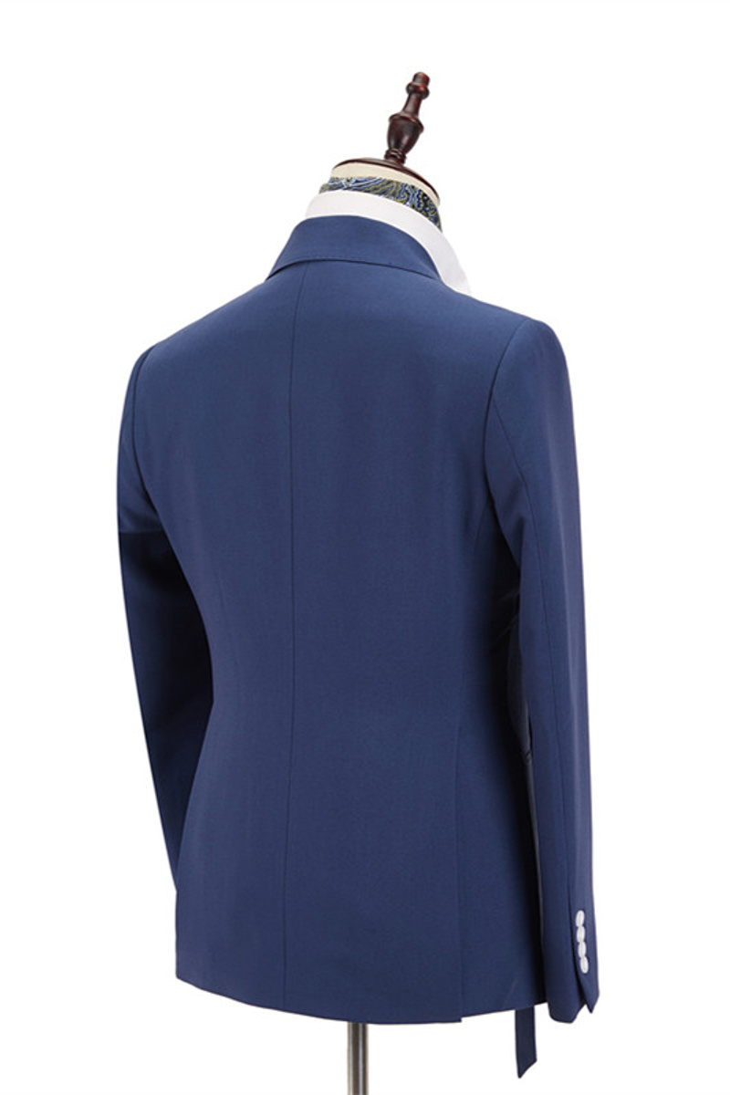 Kayden Dark Blue Pointed Lapel Slim Fit Business Suit